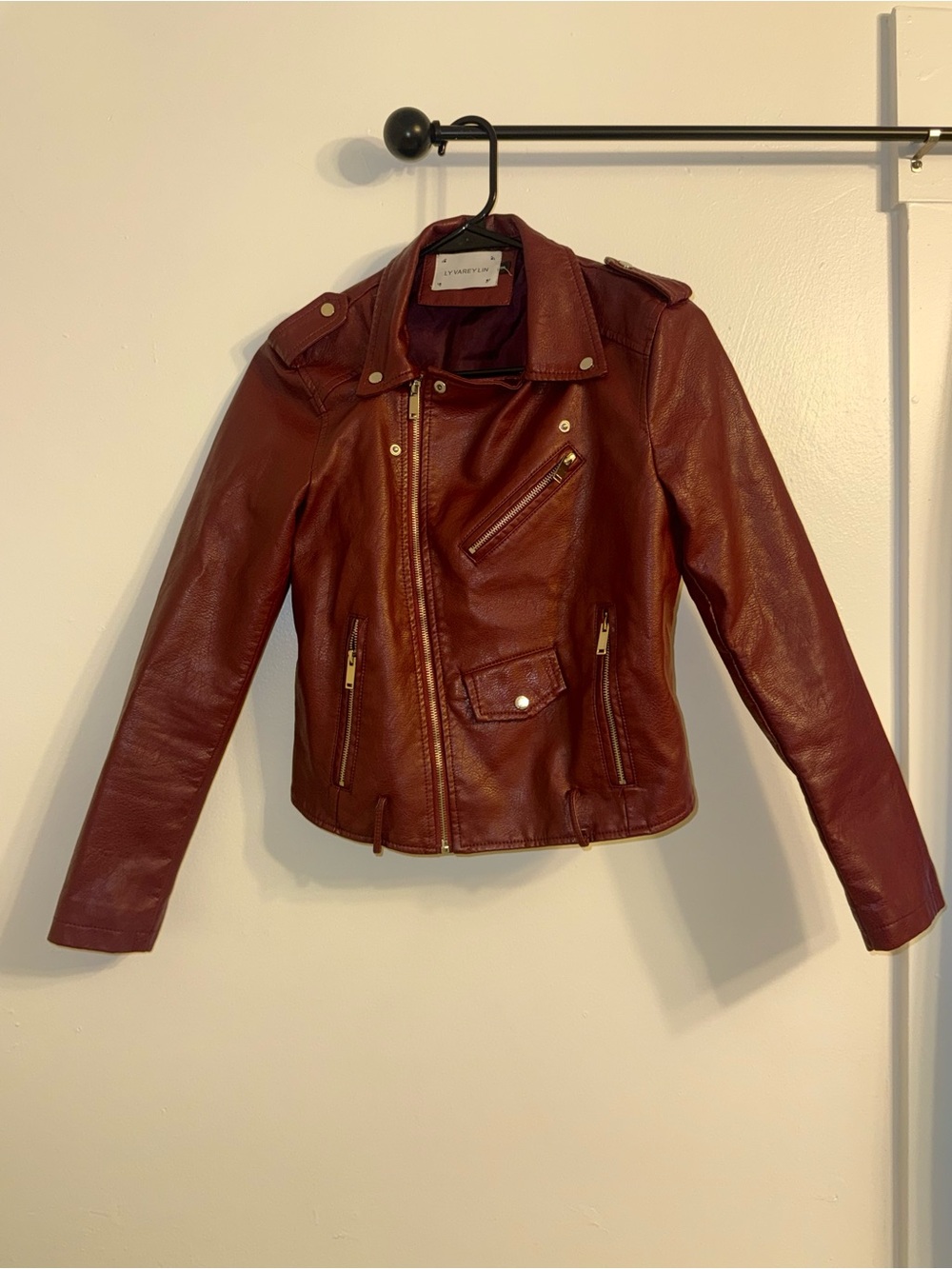 LY VAREY LIN Women's Moto Jacket in Red Like New